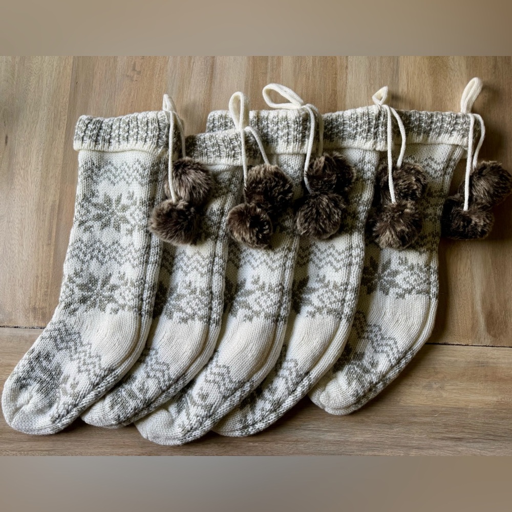 Wondershop Gray and White/Cream Knit Stockings